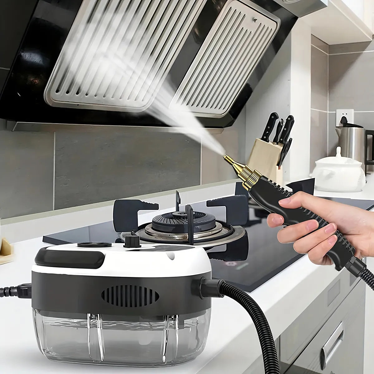 Limpiando cocina con vapor