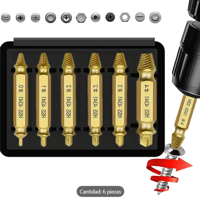 Set de 6 extractores de tornillos