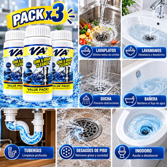 Polvo Limpiador de Desagües (Pack de 3)
